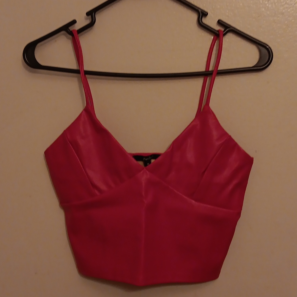 Dolls Kill Red Vegan Leather Crop Cami (M)